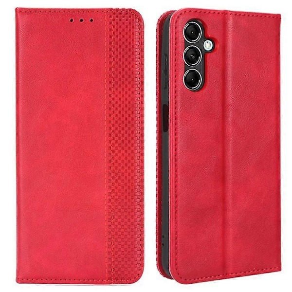 Yhteensopiva Samsung Galaxy M54 5G PU Nahka Vintage Magneettinen Suojakotelo Jalustalla Flip Lompakko Puhelinkotelo Red