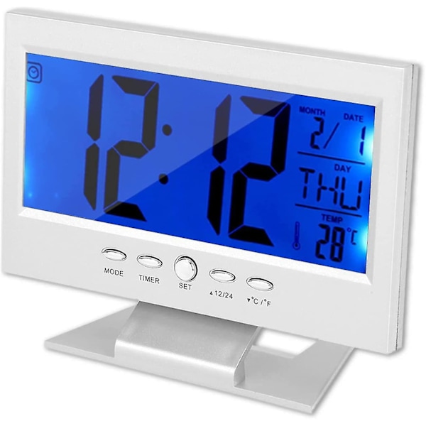 Digital Väckarklocka Morgonväckarklocka, LCD-display Väckarklocka, Tyst Digital Sängklocka Med Kalender Och Temperaturvisning För Hem Sovrum