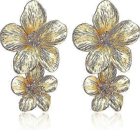 Guld Blomster Øreringe Guld Hængeøreringe til Kvinder Romantiske Boho Blomster Statement Øreringe til Bryllupsfest Smykker
