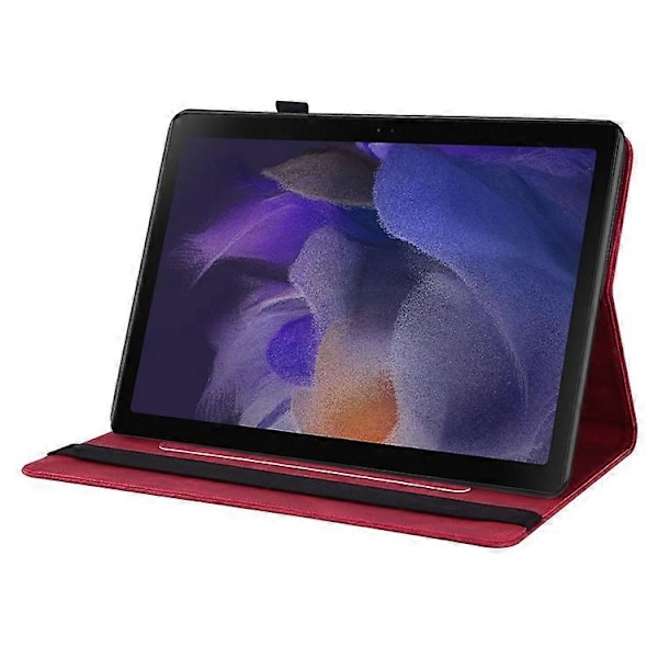 Kompatibelt Läderfodral för Samsung Galaxy Tab A9 med Fjärilsblommor Tryck Tablet Skydd Red