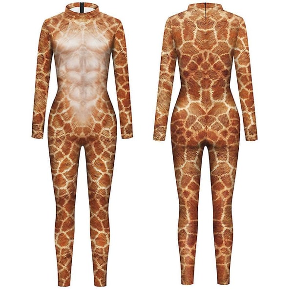 Halloween Cosplay -asu Hauska Body-puku Naisten Miesten Spandex Zentai -puku kokovartaloinen eläimen kallo printed Halloween-rekvisiitta style 6 L