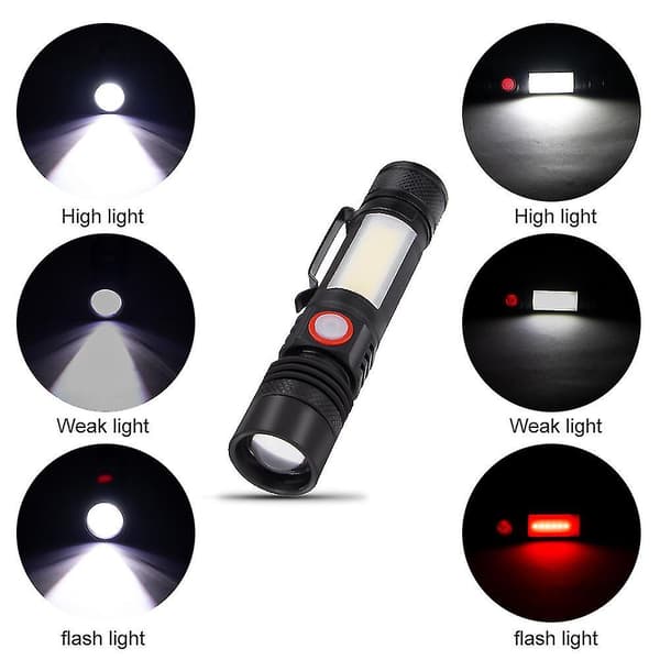 LED-taskulamppu vedenpitävä taskulamppu magneettinen taskulamppu zoom T6+cob taskulamppu klipsillä kannettava Han