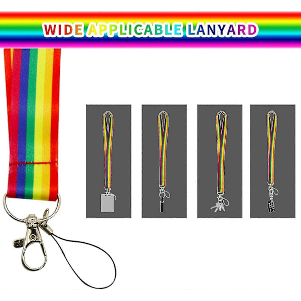 2 st Regnbågshalsband, Regnbågshalsband med rem, Halsband med nylonrem, Nyckelring för ID-bricka för LGBT Pride Party-dekoration,