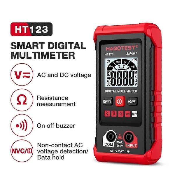 HT123 Digitalt Multimeter, AC/ Resistans Kontinuitetsmålingstester, Elektrisk Multimeterkrets