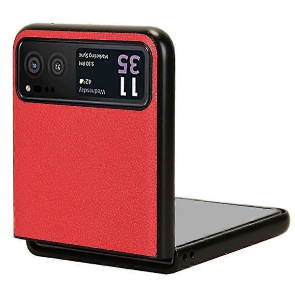 Kompatibelt för Motorola Razr 40 5G PU Läder+PC Kortplats Skal Litchi Textur Stöttåligt Mobilskal Red