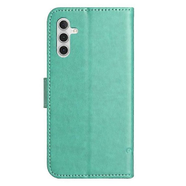 Kompatibelt för Samsung Galaxy A24 Präglat Fjärilsblomma Mobilskal PU Läder Plånboksställ Telefonskydd med Rem Indigo