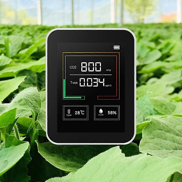Indendørs Luftkvalitetsmåler LCD Digital Co2 Luftkvalitetsmålere Real Time TFT