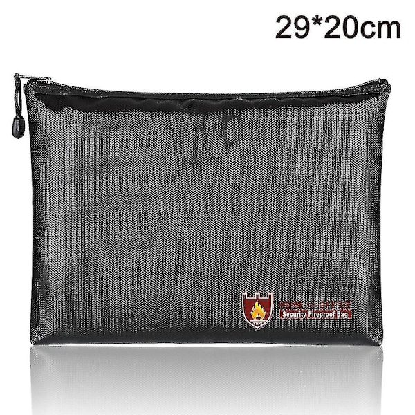 Palonkestävä asiakirjakassi, vedenpitävä palonkestävä vetoketjullinen tasku käteistä, pankkitiedostoja, passeja, valokuvia, arvoesineitä ja koruja varten (29 cm * 20 cm