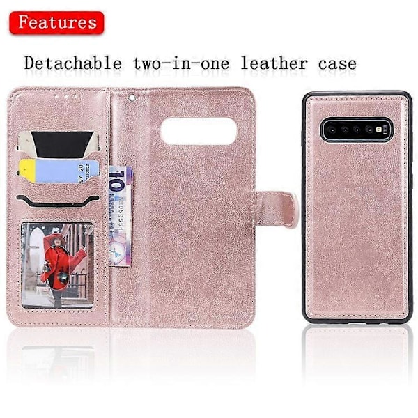 Magnetisk Avtakbart 2-i-1 PU Lær Shell Kompatibel For Samsung Galaxy S10 Plus Pink