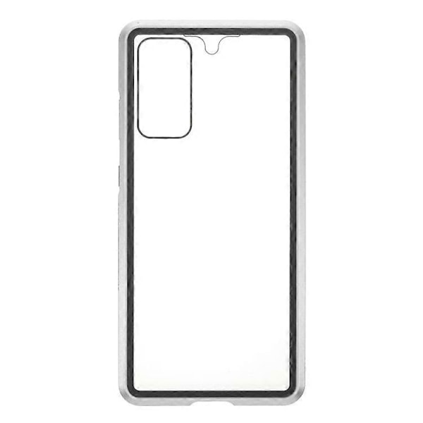 Kompatibel med Samsung Galaxy S20 FE 4G / 5G / S20 Lite / S20 FE 2022 dobbeltsidet hærdet glas + magnetisk metalramme telefoncover Silver