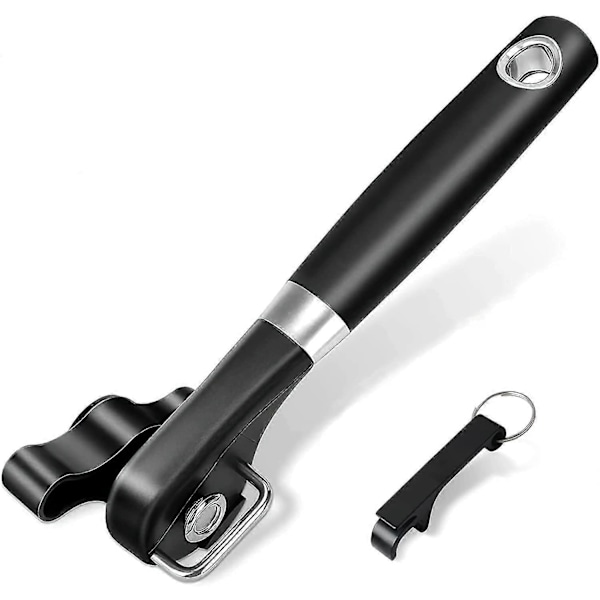 Boksåpner, Oppdatert manuell boksåpner med sklisikkert håndtak, glatt kant, ergonomisk håndtak, rustfritt stål for eldre med leddgikt (svart)