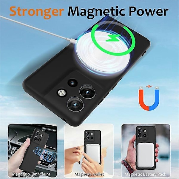 Flytande Silikon Skal Kompatibelt För Motorola Edge 50 Neo 5G / Moto S50 5G / ThinkPhone 25 5G Kompatibelt med MagSafe Telefon Skal Black