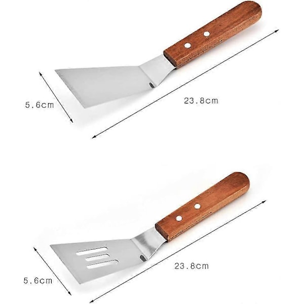 Stekspade i järn, köksspade, multifunktionell stekspade i rostfritt stål (brun) (2 st)