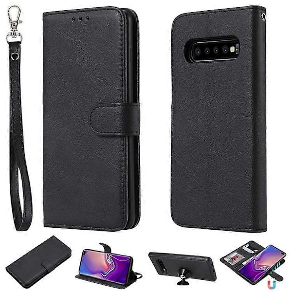 Magnetisk Aftagelig 2-i-1 PU Læder Etui Kompatibel Med Samsung Galaxy S10 Plus Black