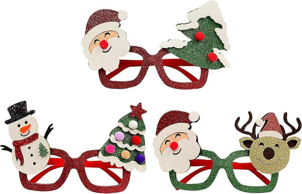 3-pack Julglasögon Glitter Plast Partyglasögon Julklapp