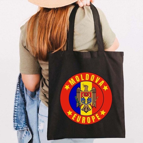 Karta Flagga Lion Shopping Bag Bomull Canvas Tote Bag black