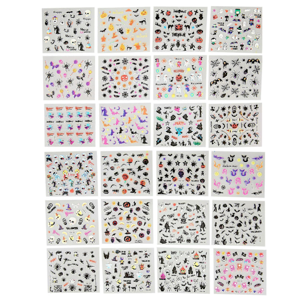 24 st Halloween Nagelkonst Stickers Självhäftande DIY Nagelkonst Dekaler Manikyrdekorationer