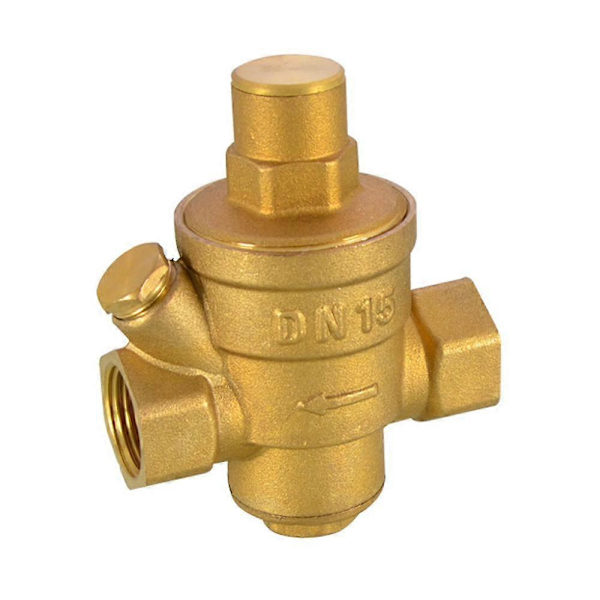 Trykregulator med ventil, messing, gylden