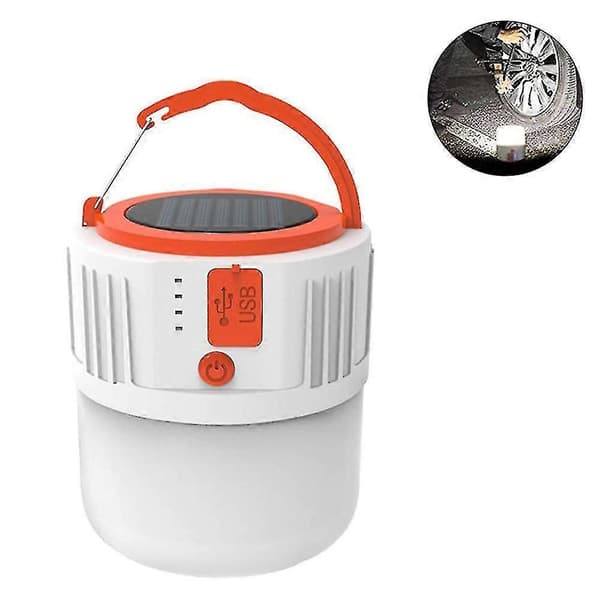 LED Camping Lantern Oppladbar, Solar Camping Lights-hvit