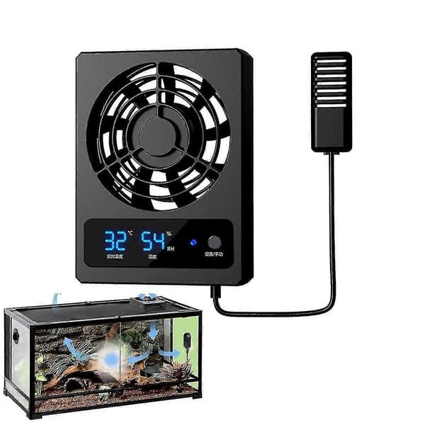 Smart Køleventilator til Reptiltank med LED-Display Stærk Vind Ventilation Lav Støj Køleventilator (Celsius)