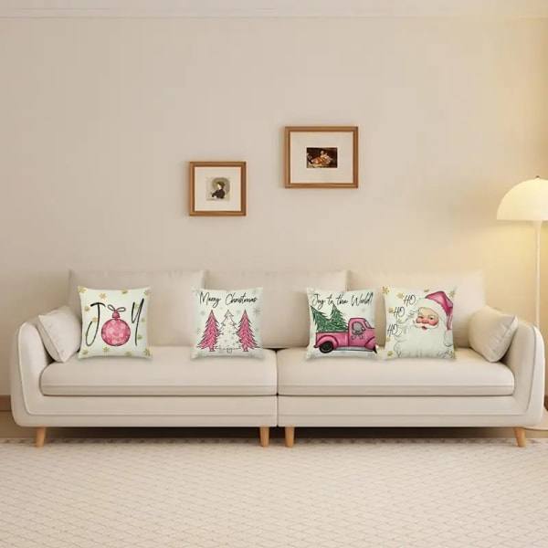 45x45cm case jultomte träd lastbil foto linne cover för hemsoffa fönster sätesdekoration kuddfodral style 2