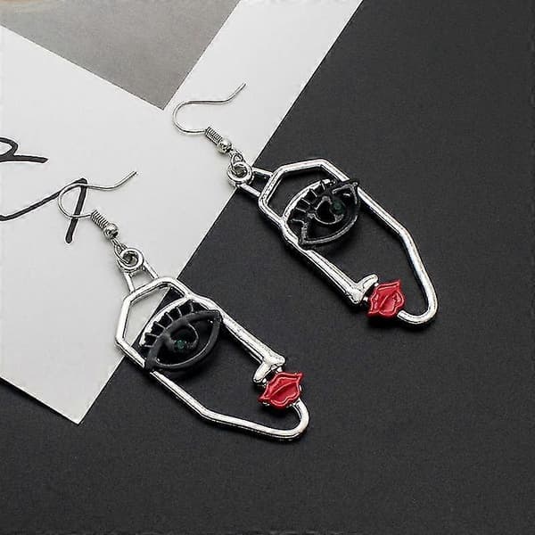 2 Par Dame Ansigts Statement Dangle Drop Øreringe