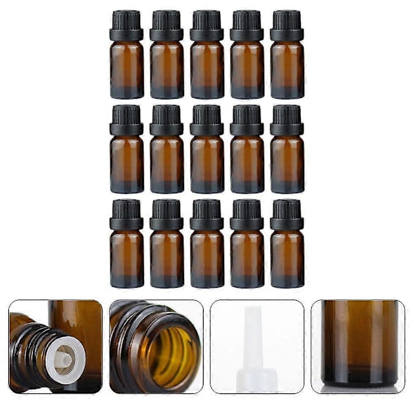 20 st 15 ml eteriska oljeflaskor bärnstensfärgade glasflaskor påfyllningsbar provbehållare