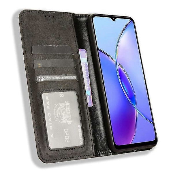 Kompatibelt Skal för vivo Y17s 4G PU Läder Fullständigt Skydd Mobilskal Black