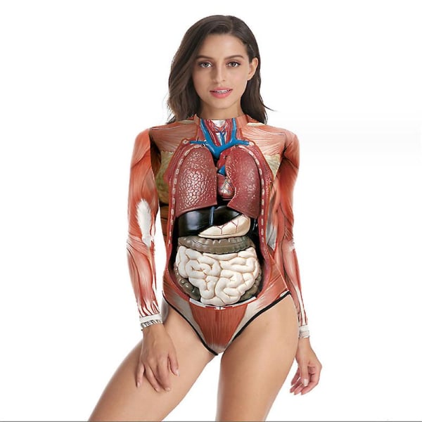 Halloween Women Digital Skeleton Tight yksiosainen uimapuku vetoketjulla style 1 L-XL