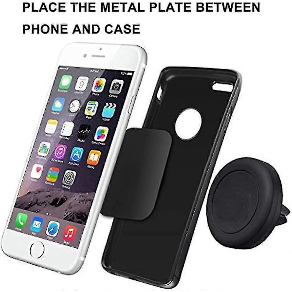 8 Metallplater med 3m Lim (4 Runde 4 Rektangulære) Ultratynne