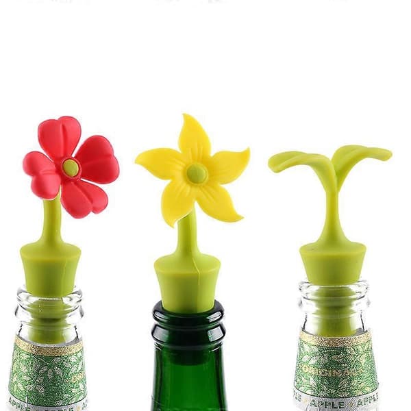 Set med 4 korkar, Silikon, 1,5 cm, Grön