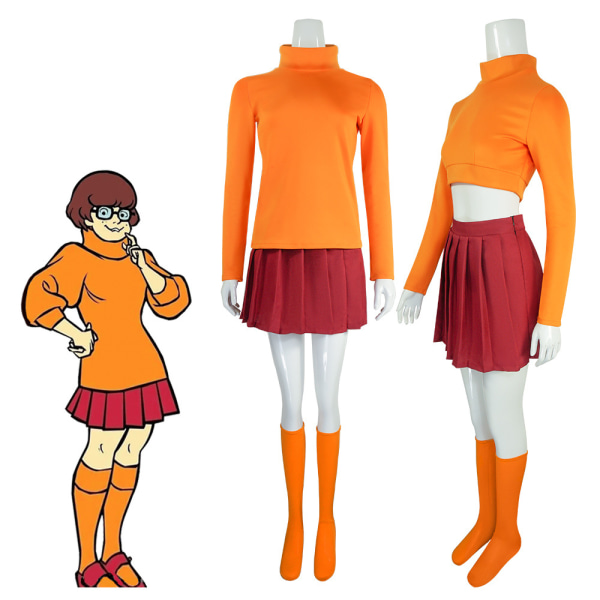 Scooby-Doo Velma cosplay kostym Scooby-Doo Velma cosplay kostym style 2 S