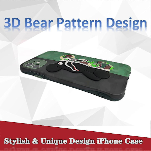 Iphone 11 Skal Camo Björn Design För Pojkar Flickor, Cool Armégrön 3d Tecknad Mönster Mode Stötsäker Anti-repa Silikon Fullständigt Skydd Skal F