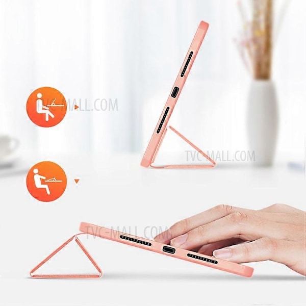 DUX DUCIS Domo Series Auto Wake/Sleep Stöttåligt Läder Tri-fold Ställ Tablet Fodral med Pennhållare Kompatibel För iPad mini Pink
