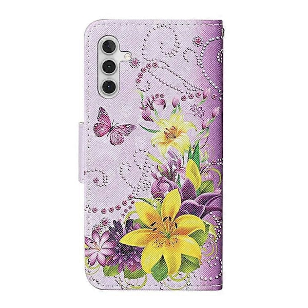Kompatibelt för Samsung Galaxy A54 5G Korsstruktur PU Läder Plånboksfodral Magnetisk Stängning Mönstertryck Flip Ställ Telefonskal Yellow