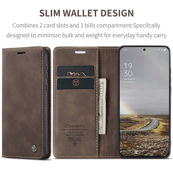 Kompatibelt för OnePlus 13 Plånboksfodral CASEME 013-serien PU Läder Telefonskal Ställ Espresso