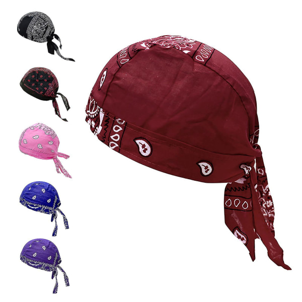 Multi hip hop-puuvillainen print Pirate Bandana Beanie Streetwear Paras joululahja Pink