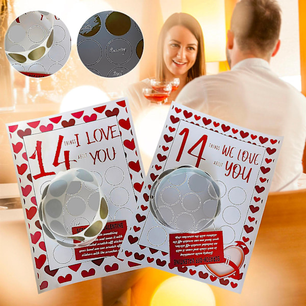 Sesongbasert og høytidsdekorasjon Valentine Skrapelodd Print Valentinsdag Skrap Jeg Elsker Deg 14 Ting Alternativer Egendefinert DIY Gave Skrapelodd 2 stk Q