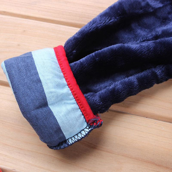 Barn Pojke Flicka Huva Fleece Morgonrock Nattkläder Pyjamas Navy blue 130