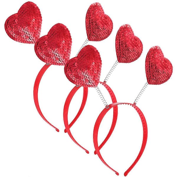 Hårtilbehør til Valentinsdagsfest Paljetthjerte Hodebånd Rød 26X18CM 3 stk