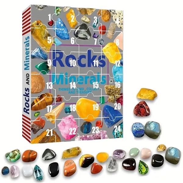 1uppsättning julmalm adventskalender 24 dagars semesternedräkning adventskalendrar Presentförpackning med kristallstenar Ädelstenar Sten julklapp style 4