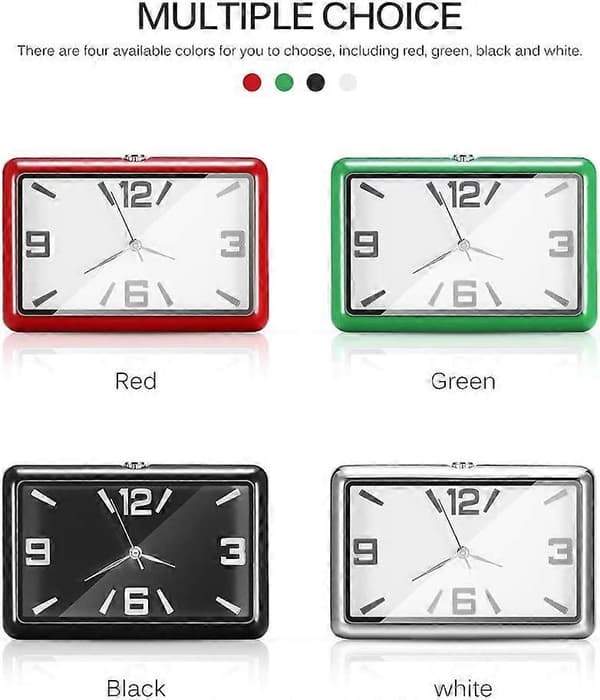 Bil Dashboard Klocka, Bil Klocka Quartz Klocka Vackra Bil Dekorations Klocka Ornament Mini Stil Stick-on (Vit)