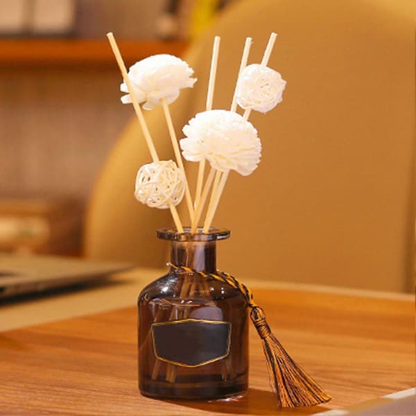 4 stk. Diffuser Blomst med Bomuldstråd Træ Rose Blomst Ildløs Aromaterapi Æterisk Olie Aroma
