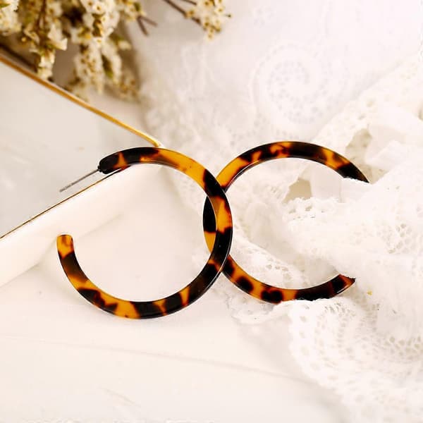Leopard Runda Hoop Stud Delicate Dangle Akryl Örhänge Hypoallergeniska Smycken