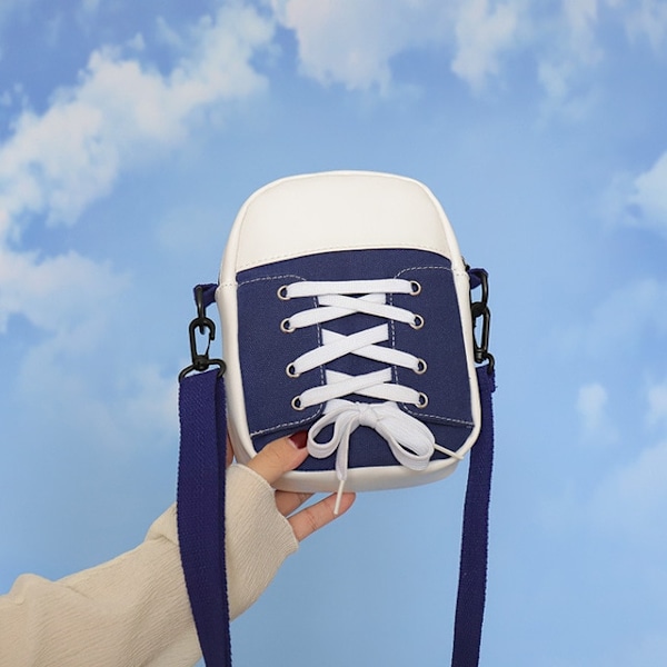 Kvinnor Axelväska Lyx Designer Handväska 2023 Mode Canvas Crossbody Bag Personlighet Skor Form Messenger Bag Rolig Handväska Blue