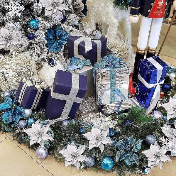 Julestjerner Julepynt Glitter Julestjerne Blomster Til Juletrepynt (12-pakning)