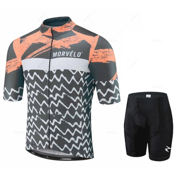 Morvelo Summer Cykeltröja Set för män Andas Cykelkläder MTB Cykelkläder Kortärmad Sport Ropa Maillot Ciclismo jersey set 4 XL