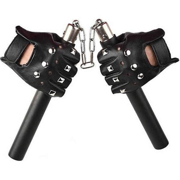 Læderfingerløse handsker til mænd Punk Studded Pu læder fingerløs H
