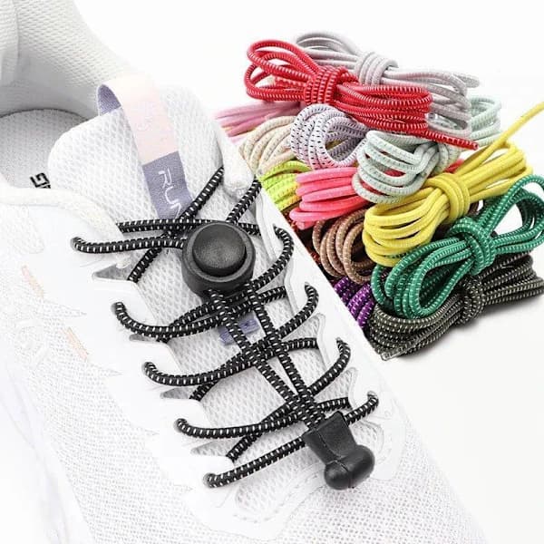 2-pack elastiska skosnören med dragsko - flexibla och justerbara, svarta