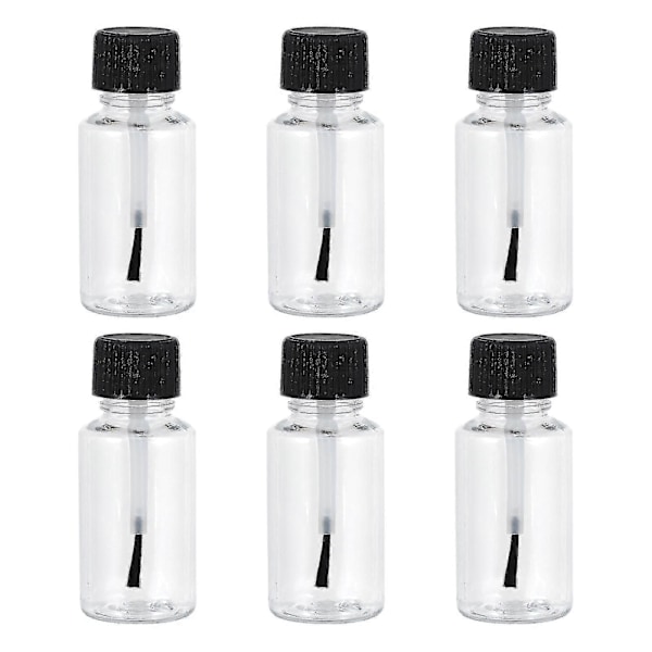 6 stk. 20 ml Neglelakflasker Tomme Neglelak Klare Flasker Med Og Børste